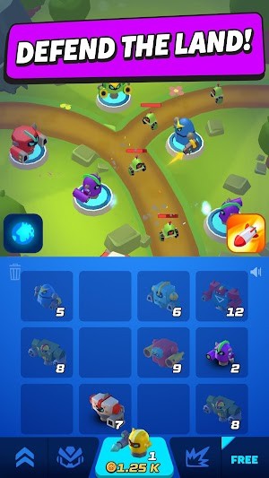 Bảo vệ vùng đất của bạn đang bị kẻ thù xâm lược trong game Merge Tower Bots