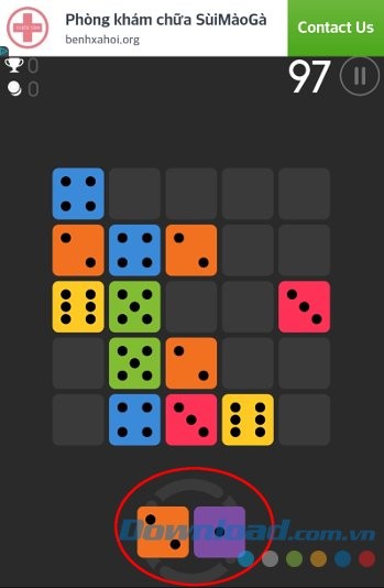 Vị trí các khối xuất hiện trong game Merged