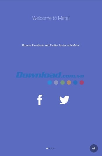 Giao diện khởi động ứng dụng Metal for Facebook & Twitter