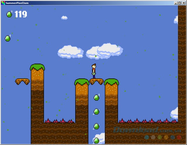 Cố gắng lấy được nhiều pha lê trong quá trình chơi game phiêu lưu 2D cho máy tính Meteor Dave