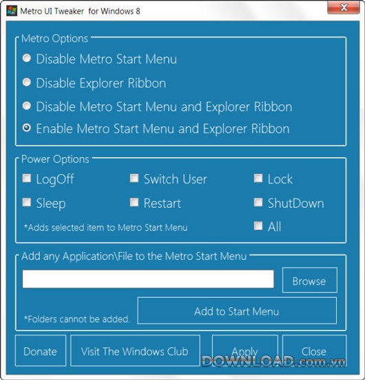 Metro UI Tweaker for Windows
