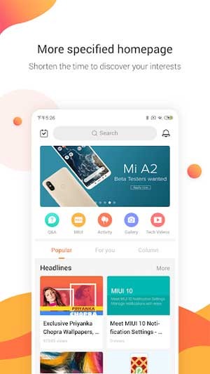 Mi Community có giao diện rõ ràng và bắt mắt