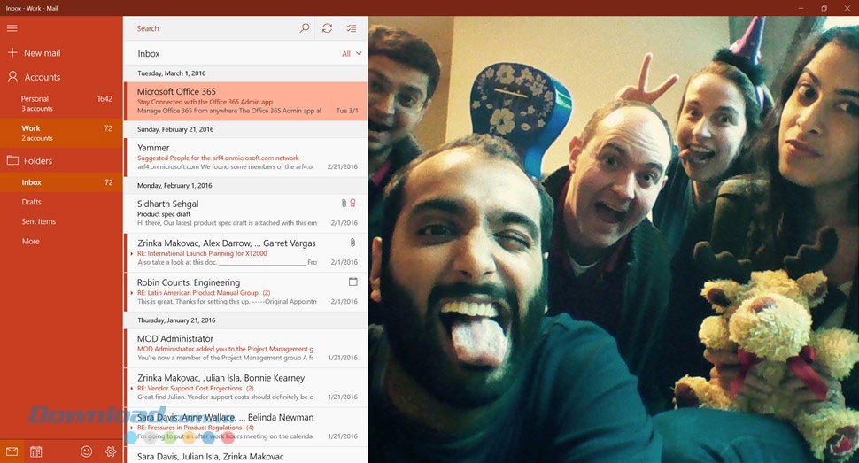 Giao diện Mail and Calendar