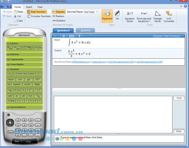 Tính toán nhanh trong Microsoft Mathematics