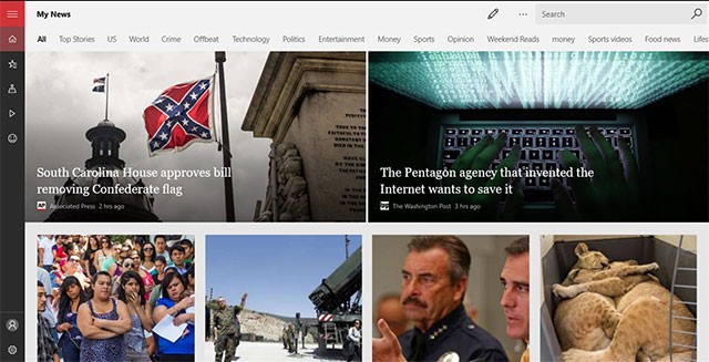 Giao diện của Microsoft News - app đọc báo chất lượng của Microsoft