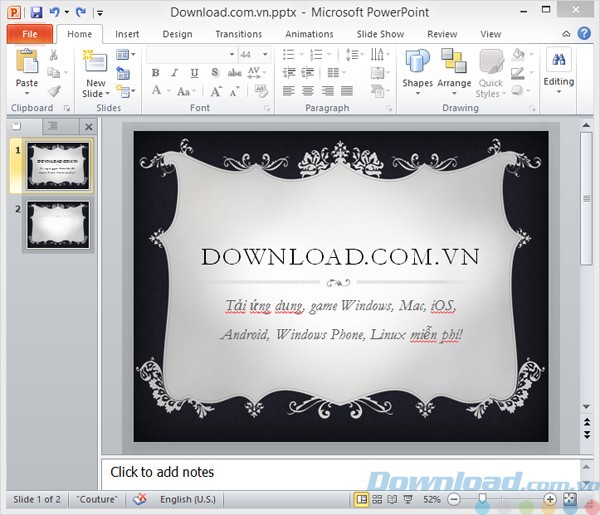 Giao diện của Microsoft PowerPoint 2010
