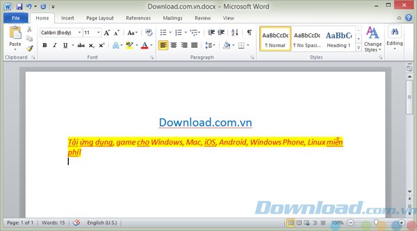 Giao diện của Microsoft Word 2010
