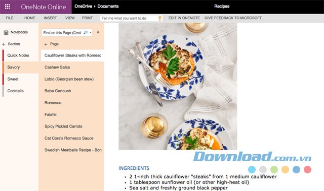 Chèn hình ảnh bằng ứng dụng ghi chú miễn phí Microsoft OneNote Online