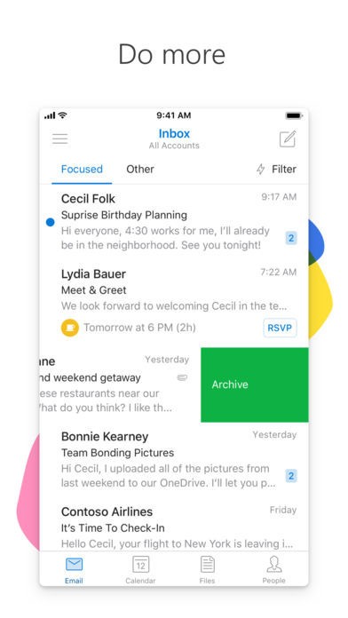 Kiểm tra và lưu trữ mail cực nhanh với Microsoft Outlook trên iPhone