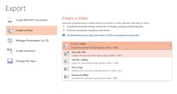 Microsoft PowerPoint 2019 hỗ trợ xuất video sang 4K