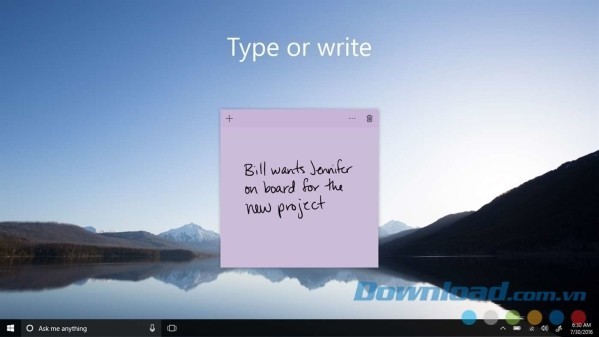 Microsoft Sticky Notes gõ bằng bàn phím hay dùng bút cảm ứng để viết ghi chú