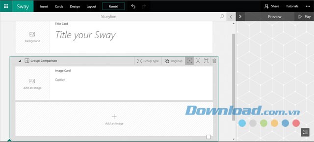 Tiến hành chỉnh sửa các thẻ dễ nhìn của ứng dụng Microsoft Sway Online