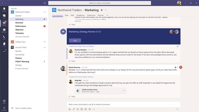 Giao diện Microsoft Teams trên Windows 10