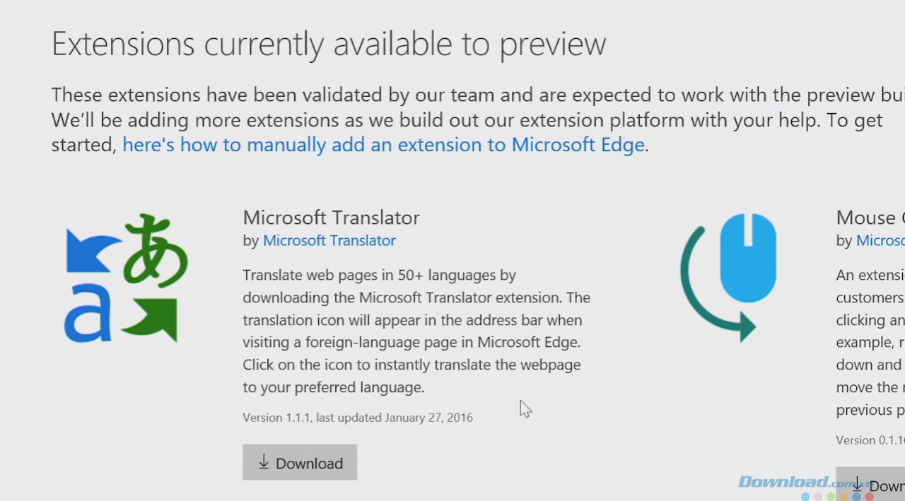 Tiện ích dịch ngôn ngữ Microsoft Translator for Microsoft Edge