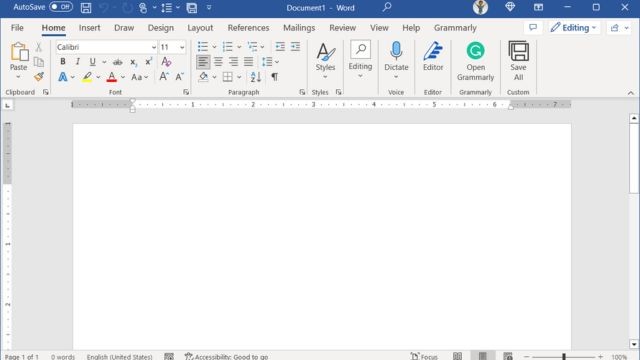 Giao diện ứng dụng soạn thảo văn bản Microsoft Word 2021