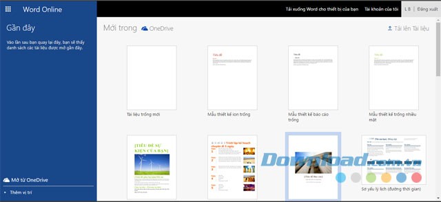 Giao diện chính của ứng dụng văn phòng Microsoft Word