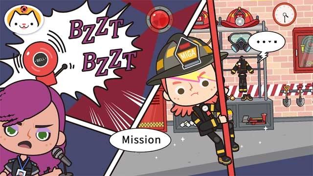Vào vai một người lính cứu hỏa can đảm trong game Miga Town: My Fire Station