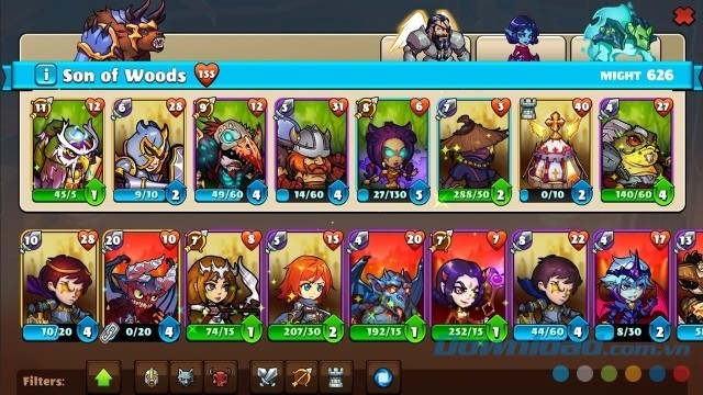 Sử dụng nhiều thẻ bài trong game chiến thuật Mighty Party cho máy tính