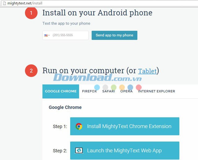 Hướng dẫn các bước cài đặt của MightyText