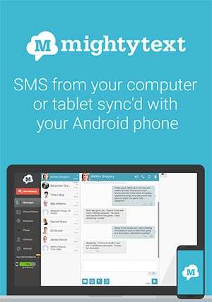 Tin nhắn được đồng bộ trên MightyText cho máy tính và di động