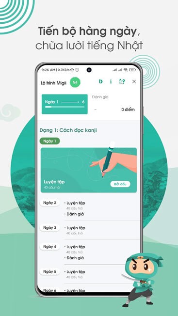Lưu lại tiến độ học hằng ngày