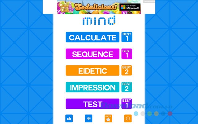 Menu chính của Mind: Brain Training cho Windows 8
