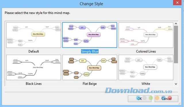Lựa chọn style cho bản đồ tư duy