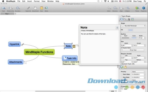 MindMaple Pro cho Mac hỗ trợ tạo ghi chú tiện ích