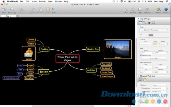 Thay màu nền cửa sổ hoạt động của MindMaple Pro cho Mac