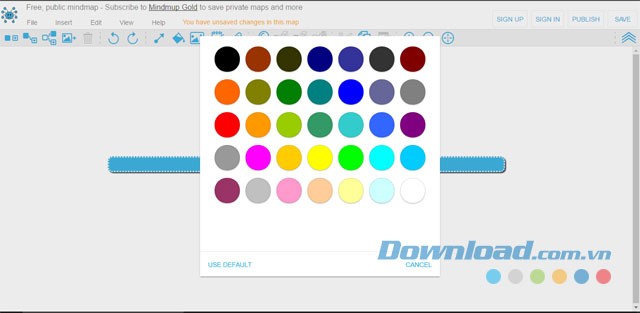 Lựa chọn màu sắc thích hợp trong trang tạo bản đồ tư duy miễn phí MindMup