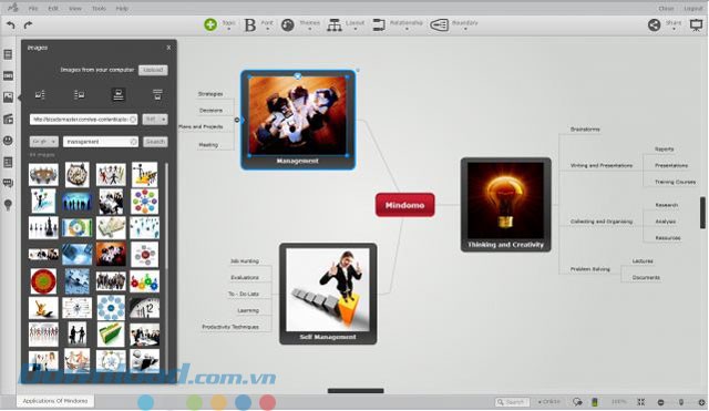 Giao diện ứng dụng Mindomo Desktop