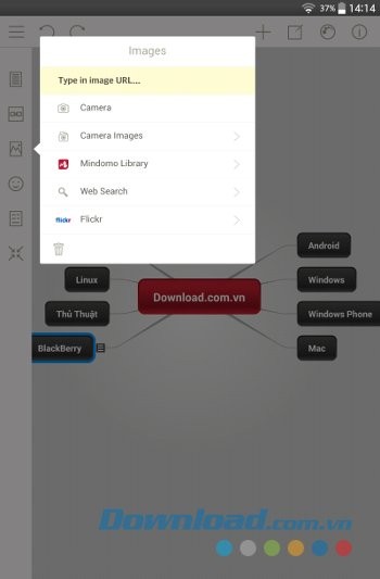 Mindomo cho phép thêm hình ảnh từ nhiều nguồn