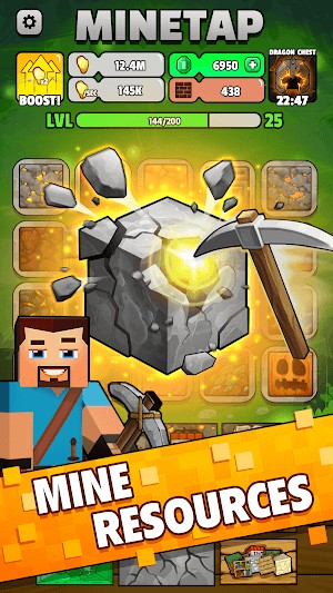 Đào và thu thập các tài nguyên trong game Minetap
