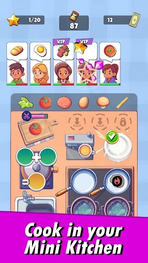 Nấu ăn trong căn bếp nhỏ trong game Mini Kitchen Chef