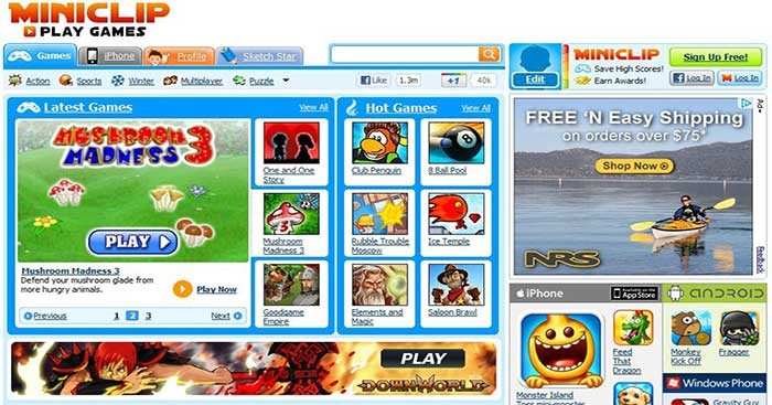 Miniclip là trang web chơi game online hàng đầu hiện nay