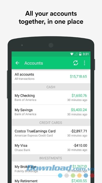 Quản lý tài khoản ngân hàng dễ dàng với Mint