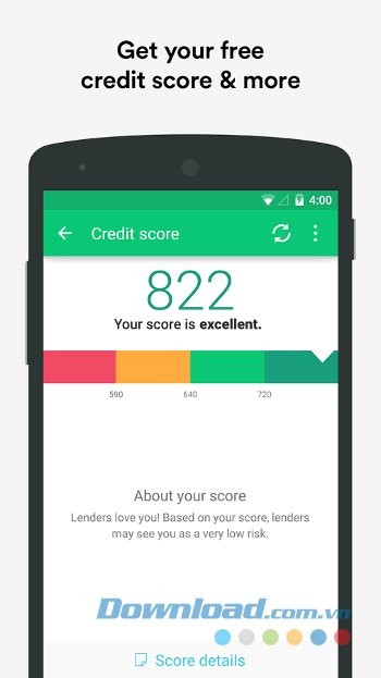 Mint cho Android tính toán điểm tín dụng với từng người dùng