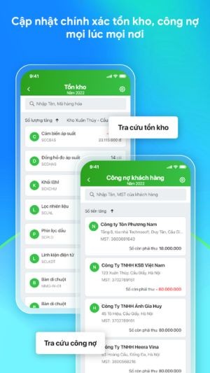 Cập nhật chính xác tồn kho, công nợ