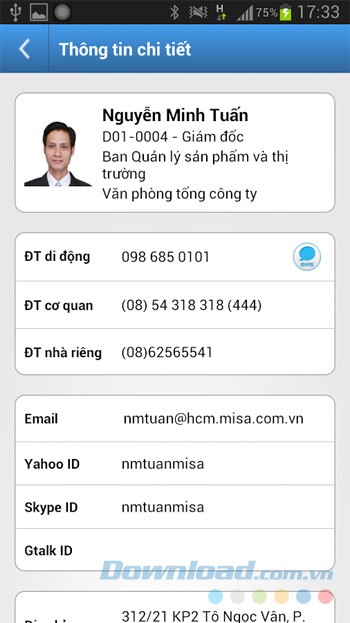 Thông tin chi tiết về nhân sự