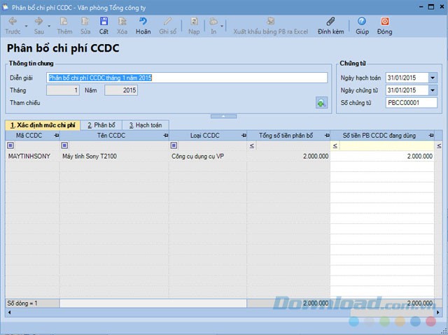 Bảng phân bổ chi phí công cụ dụng cụ