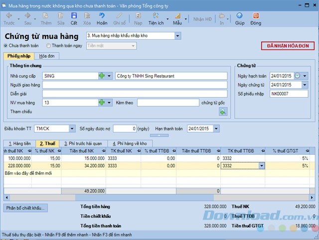 Chứng từ mua hàng