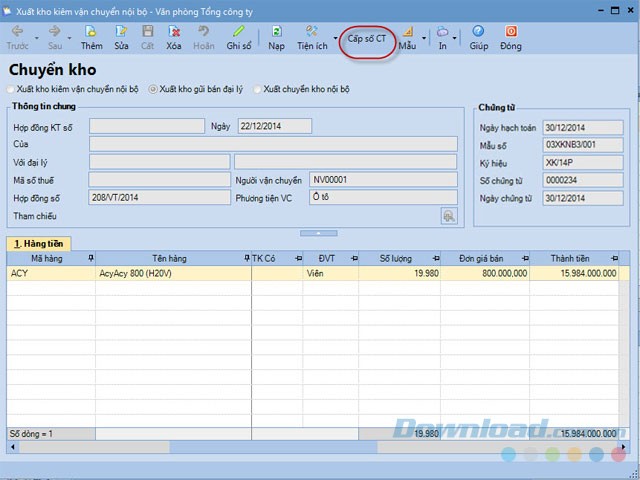 Phiếu chuyển kho