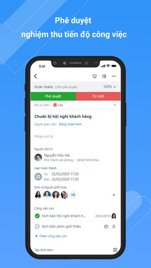 Phê duyệt tiến độ công việc