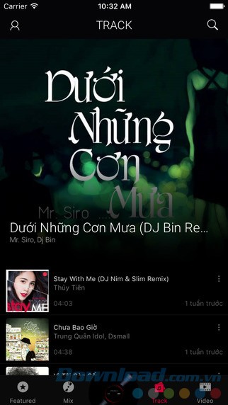 Giao diện chính của ứng dụng Mix 166