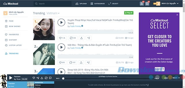 Nghe nhạc hot Mixcloud DJ, Mixcloud nonstop, remix...