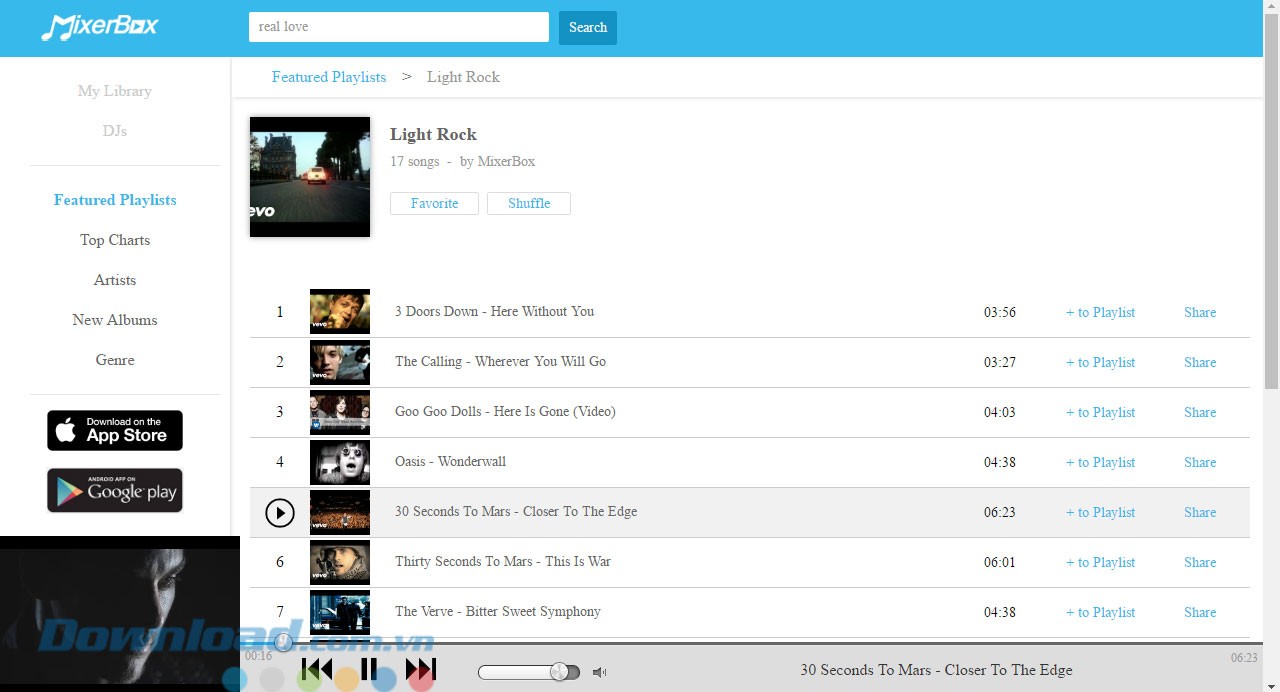 Giao diện ứng dụng MixerBox