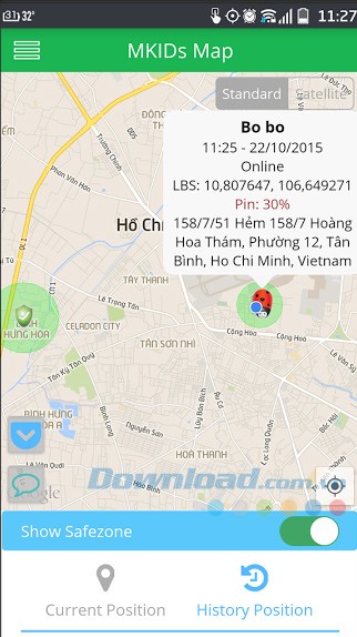 Định vị vị trí của trẻ