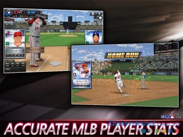 MLB 9 Innings 17 cho Android hiển thị thông tin cầu thủ tại thời gian thực