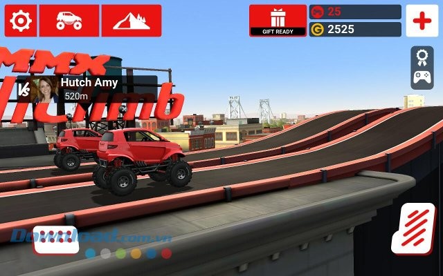 Giao diện màn đua game MMX Hill Climb