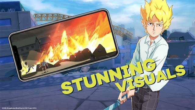 Mob Psycho 100: Psychic Battle for Android có nền đồ họa tuyệt đẹp